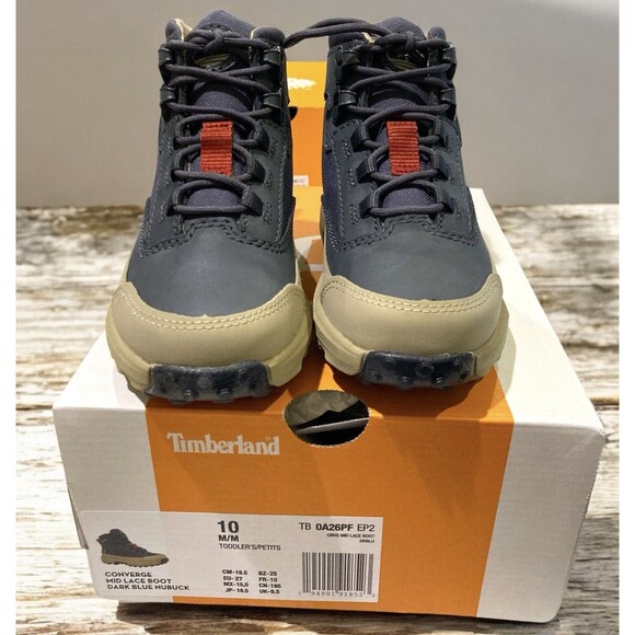 Timberland Converge Toddler Size 10 M Mid Lace Boot Dark Blue Nubuck Hiking NEW - Picture 3 of 3